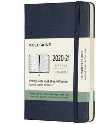 Moleskine 18 Months Weekly Note Calendar Hard Cover Pocket 2020/2021 - blue