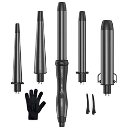KIPOZI Rizador pelo Planchas 5 en 1, Rizadoras Profesional Ceramica Muitifunción Barras con Diferentes Diámetros Intercambiables, Rizador de Pelo Incl en oferta