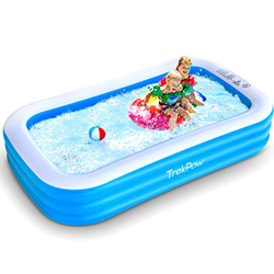 TrekPow Piscina Hinchable Rectangular, Piscina Inflable Familiar 305 x 183 x 56cm, 2 Adultos + 3 Niños, Azul, 3 Cámara de Aire Individuales, Piscina D en oferta