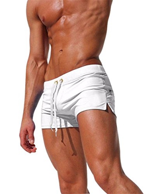 EDOTON Bañador para Hombre, Pantalones Cortos Impermeables Pantalones Cortos de Surf Pantalones de Natación (EU S/Tag M, Blanco)
