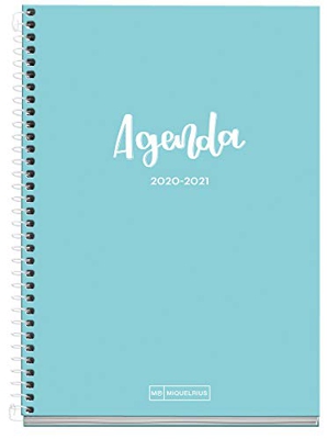 MIQUELRIUS - Agenda Escolar Basic Curso Lectivo 2020-2021, Español, Semana vista, Tamaño 155x213 mm, Papel 70 g, Cubierta cartón extraduro, Color Azul