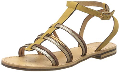 Geox D Sozy E, Sandalias de Gladiador para Mujer, Amarillo (Ochre/Dk Skin C2q5q), 39 EU
