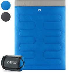 Trail Saco Dormir Rectangular Doble Adulto Camping, Senderismo, Festivales, 2 Estaciones. Convertible en 2 Sacos Individuales. 250 g/m2, Bolsa Compres en oferta