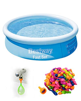 Shopping Hero Quick Up Pool Set I Aufpool redonda, Planschbecken Bestway Fast Set Ø183 x 51 cm I estable pared exterior I Bodenventil para rápido vaci