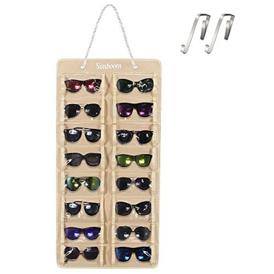 SIMBOOM Organizador de Gafas de Sol Montado En La Pared, 16 Ranura A Prueba de Polvo Gafas de Sol Organizador de Fieltro Bolsa Colgante Gafas de Sol c