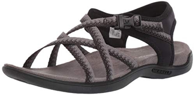 Merrell District Muri Lattice, Sandalias de Talón Abierto para Mujer, Negro (Black/Charcoal), 38 EU