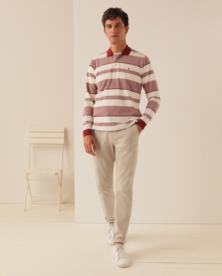 Lloyd's - Polo Piqué De Hombre Classic Granate De Manga Larga