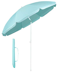 Sekey® Sombrilla Ø 160 cm Parasol para terraza jardín Playa balcón Piscina pati, Protector Solar UV20+ (Azul Claro) precio