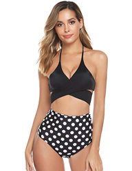 iClosam Bikini Mujer Push Up Cintura Alta,Traje de Baño Punto de Onda,Ropa de Baño con Relleno Sexy y Elegante 2 Piezas para Playa Natacion Piscina en oferta