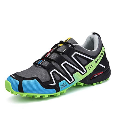 Zapatillas Trekking Hombre Zapatillas Senderismo Antideslizante Transpirable Zapatillas de Deporte Al Aire Libre Verde 45a