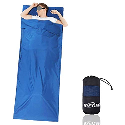 IREGRO Saco de Dormir de Forro Saco Sábana de Viaje Fundas para Saco de Dormir Camping Impermeable Portátil 220X90CM para Camping,Hotel,Senderismo,Moc