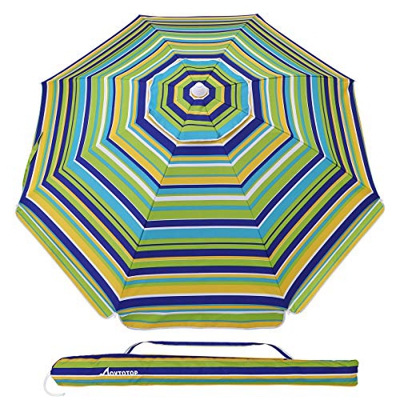 MOVTOTOP Sombrilla de Playa Sombrilla de Playa 200 cm Ancla de Arena con Poste de Aluminio inclinable y protección UV 50, Sombrilla portátil para Exte