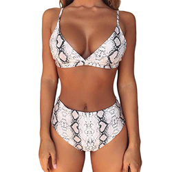 Meizas Traje de baño Bikini Estampado, Traje de baño Retro de Cintura Alta, Conjuntos de Bikini de 2 Piezas Correa de Hombro Ajustable Push Up Bikinis precio