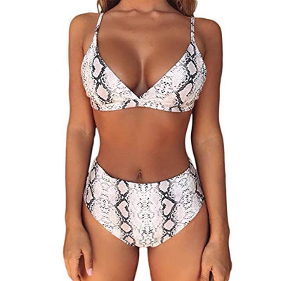 Meizas Traje de baño Bikini Estampado, Traje de baño Retro de Cintura Alta, Conjuntos de Bikini de 2 Piezas Correa de Hombro Ajustable Push Up Bikinis