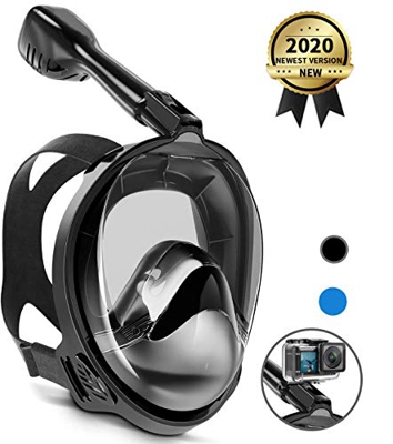 LBHMEI - Máscara de Buceo Completa con Campo de visión de 180°, máscara Completa de Buceo con Soporte para cámara, antivaho, antifugas, Adecuado para
