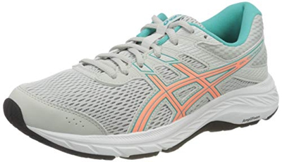 Asics Gel-Contend 6, Sneaker Womens, Glacier Grey/Sun Coral, 39 EU