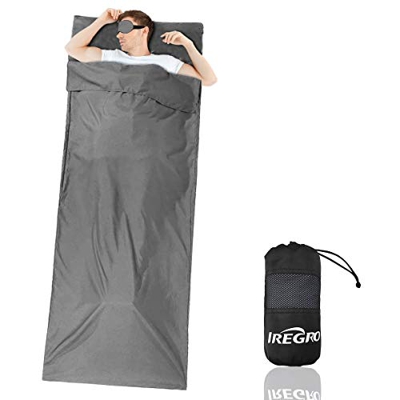 IREGRO Saco de Dormir de Forro Saco Sábana de Viaje Fundas para Saco de Dormir Camping Impermeable Portátil 220X90CM para Camping,Hotel,Senderismo,Moc