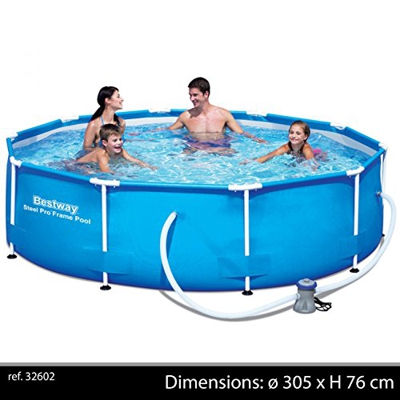 Lola Home Bestway Steel Pro Piscina con Bomba de Filtro y Cartucho, 4678 Liters, Blanco, 305 x 305 x 76 cm