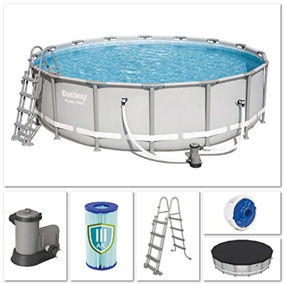 BESTWAY 56451 - Piscina Desmontable Tubular Power Steel 488x122 cm Depuradora de cartucho de 5.678 litros/hora