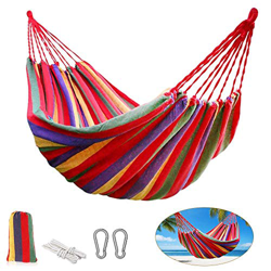 KIPIDA Hamaca Doble Portátil, Hamaca de Algodón Ultraligera para Jardín Aire Libre Cama 280x150cm Capacidad de Carga Ranspirable y Secado Rápido 300kg precio