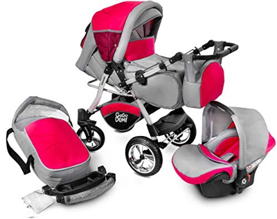 Urbano Cochecito de Bebe 3in1 Combi Carrito SILLA de COCHE by GaGaDumi (U11-Red zone)