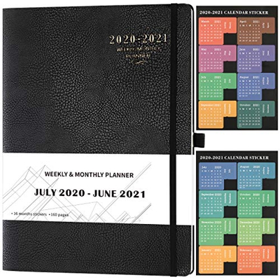 2020 2021 Agenda - Diario 2020 2021 A4 Semana, papel grueso, bolsillo interior, 210x297 mm, negro