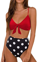 Conjunto de Bikini de Cintura Alta para Mujer Traje de Baño de Dos Piezas Traje de Baño de Nudo de Corbata de Guinga características