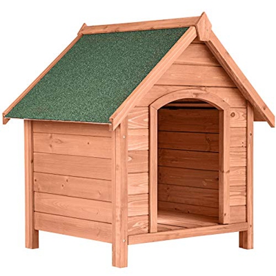 TecTake 403229 Caseta de Madera Maciza para Perro, Casa para Mascotas Animales, Construcción Resistente, Techo Extraíble, Ideal Exterior Interior Jard