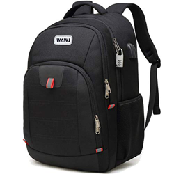 Mochila Hombre con Puerto de USB, WAWJ 17 Pulgadas Mochila de Portátil Impermeable Antirrobo Negro Mochila Escolares precio