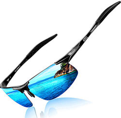 ATTCL Hombre Gafas De Sol Deportes Polarizado Súper Ligero Al-Mg Marco De Metal 8177 Black-BLUE características