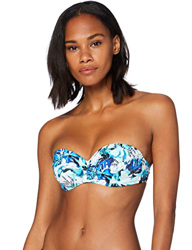 Marca Amazon - IRIS & LILLY Top de Bikini con Estampado de Flores Mujer, Azul (Blue Leaf), L, Label: L en oferta