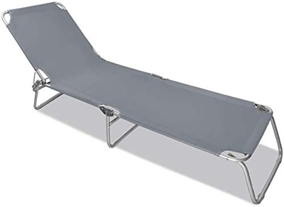 Plegables sillas de jardín balancín Respaldo Ajustable y el Dosel Tumbona 188 x 56 x 27 cm,Grey