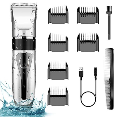 TOPERSUN Cortapelos Profesional Impermeable IPX7 Eléctrico Hombres Cortadoras de Pelo Kit de Corte de Pelo de Poco Ruido para Adultos y Familias