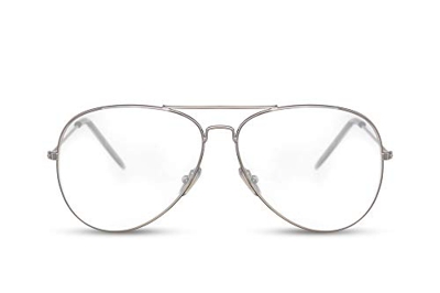 Cheapass Gafas de Sol Piloto Montura Plateada Lentes Transparentes