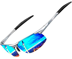 ATTCL Hombre Gafas De Sol Deportes Polarizado Súper Ligero Al-Mg Marco De Metal (8177 Azul plateado) precio
