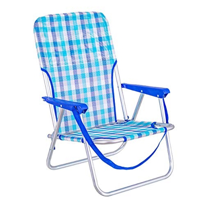 LOLAhome Silla de Playa Fija de Aluminio y Textileno (Azul Cuadros)