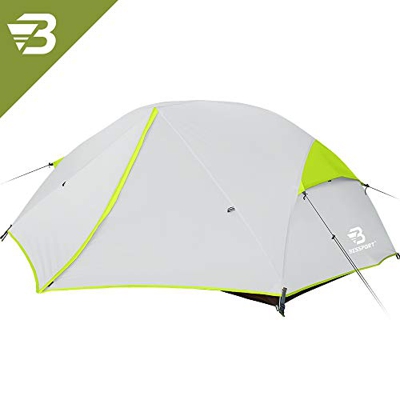 Bessport Tienda de Campaña 2 Personas Ligero con Dos Puertas A Prueba de UV/Viento Fuerte/Lluvia para Trekking, Campamento, Playa, Aventura, etc  (Gre