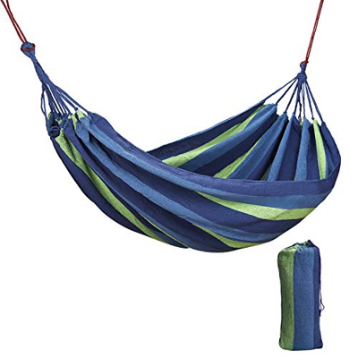 RZKJ-SHOP Hamaca de Algodón para Jardín al Aire Libre Cama 2 Persona 240 x 150 cm Portátil de Lona con Cuerdas para Acampar Capacidad de 200 Kg Peso L