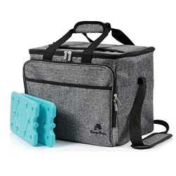 CampFeuer Bolsa Térmica Porta Alimentos I 30 litros I con 2 Elementos de refrigeración I Color Gris Jaspeado con Correa I Plegable I Impermeable I Pic precio