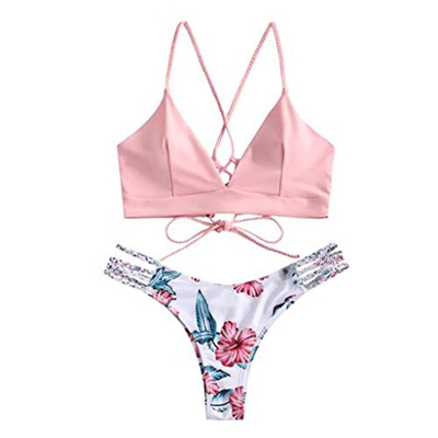 riou Bikini Conjuntos de Bikinis para Mujer Push Up Mujeres Traje de BañO Estampado Bohemio Dividido BañAdores con Relleno Tops y Braguitas Mujer 2019