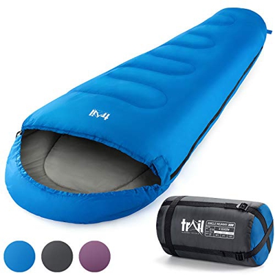 Trail Saco Dormir Momia Estándar Adulto, Aire Libre, Camping, Senderismo, 3 Estaciones: Primavera, Otoño, Invierno, 300 g/m2, Impermeable, Acampada, B