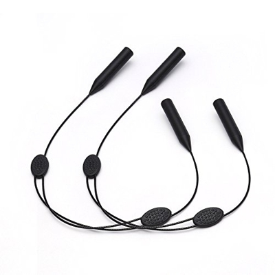 Cadena de Gafas de Sol Deportes Ajustables Retenedor de Gafas - Anti Deslizante Titular Correa de Anteojos Para Homnbre Mujer Niños 2 Paquete Negro
