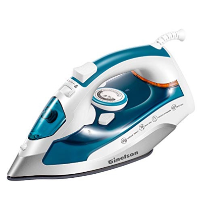 Ginelson Plancha Ropa, Plancha de Vapor 2400W con Anti-Escala, Golpe de Vapor 210 g/min, Revestimiento Ceramic Coat, Anti Goteo, Auto Limpieza, Antica