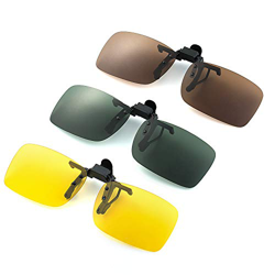 Joeyer 3 Piezas Gafas de Sol con Clip Polarizadas UV400 para Conducción y al Aire Libre (Amarillo Visión Nocturna + Marrón Oscuro + Verde Oscuro) en oferta