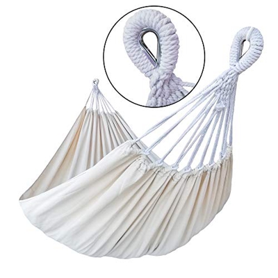 GOCAN Hamaca Doble brasileña 2 Personas Hamaca de Lona de algodón Extra Grande para Patio Portico Garden Courtyard Área de Estar Exterior e Interior (