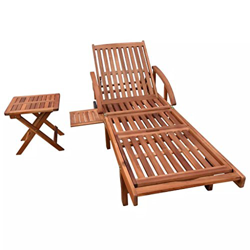 A-ZONE Tumbona Ajustable con mesita Madera Maciza de Acacia precio