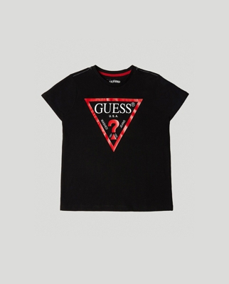 Guess - Camiseta De Niño En Negro Con Logotipo
