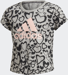 Adidas Must Haves Graphic T-Shirt Kids medium grey heather/black/haze coral (GE0938) en oferta