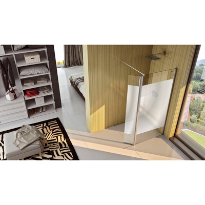 Duscholux - Separador De Bañera Mate Con Puerta Pequeña Abatible Derecha Plus Evolution Giro Plata brillo