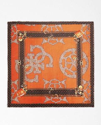 Guess - Bufanda De Mujer En Naranja Con Estampado De Logotipo